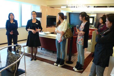 The Director of HR and an Officer of HR greeting the delegation.JPG